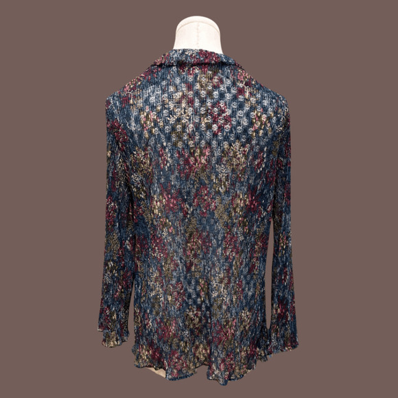 Vintage Knit Cover-Up | Floral Pleated | Size L/XL | 1950s - Picture 3 of 5